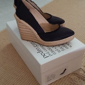 Black satin espadrille